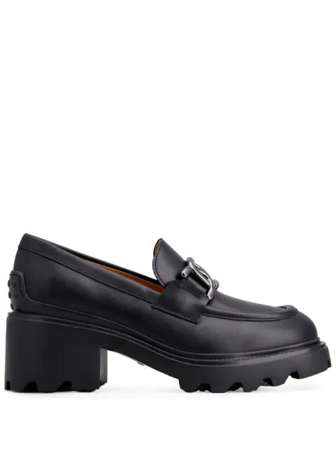 Tod's logo-buckle leather loafers Black XXW08D0HR40GOC