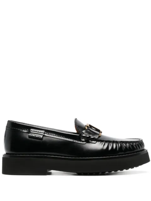 Tod's logo-plaque leather loafers Black XXW54K0HN90SHA