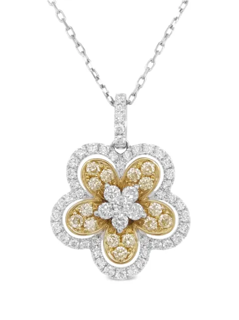 HYT Jewelry 18kt yellow gold and platinum diamond necklace Silver P173HR