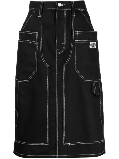 Ground Zero panelled denim midi skirt Black GZSS23SK701B