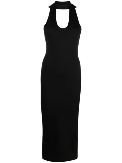 MM6 Maison Margiela crisscross halterneck midi dress Black S62DD0009S24580
