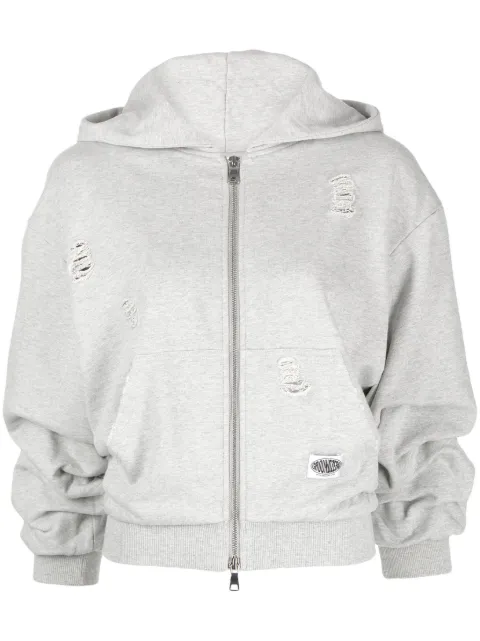 Ground Zero distressed zip-front hoodie Grey GZSS23HO223