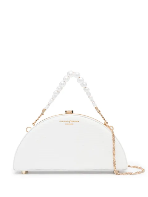 Aspinal Of London Luna pearl-embellished clutch bag White 042243731420000