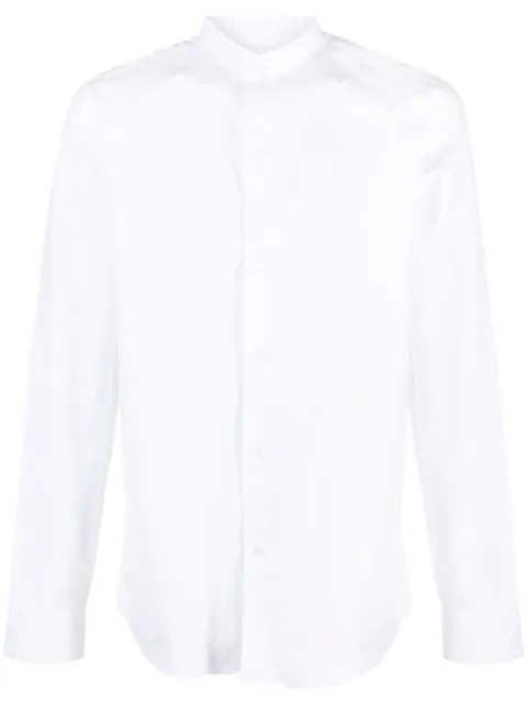 FURSAC collarless long-sleeve cotton shirt White FHPCH00095
