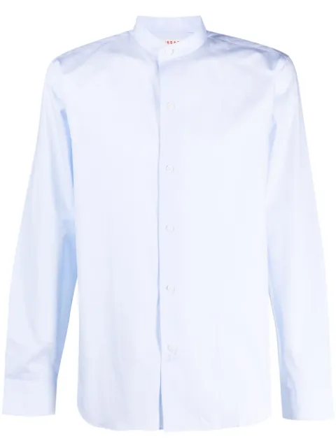FURSAC collarless long-sleeve cotton shirt Blue FHPCH00097