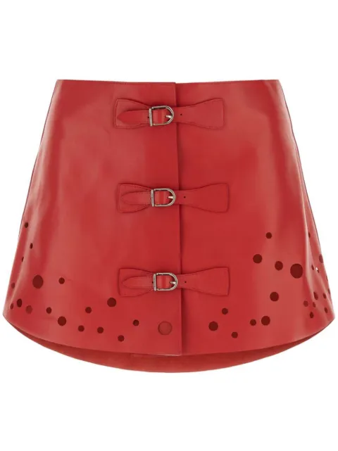 Durazzi Milano perforated leather miniskirt Red LSK01