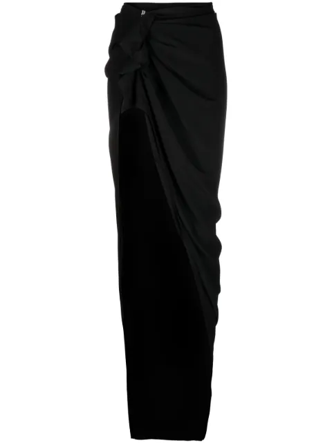 Rick Owens ruffle-trim draped maxi skirt Black RO01C5376CC