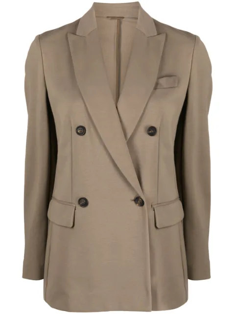 Brunello Cucinelli double-breasted cotton-blend blazer Brown M0R242445PC8909
