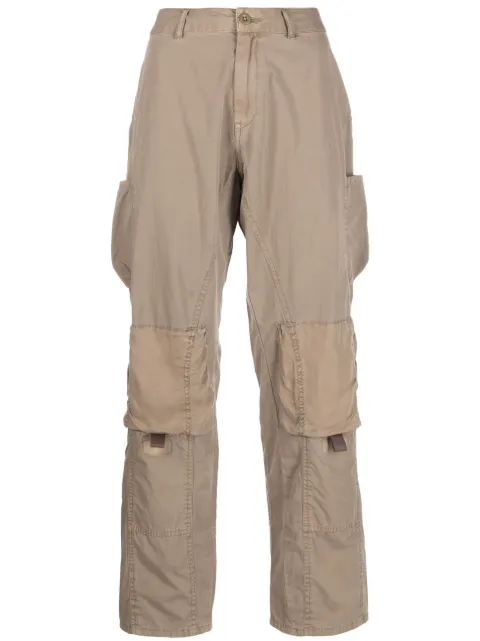 John Elliott panel-detail straight-leg trousers Brown WF143N13207A