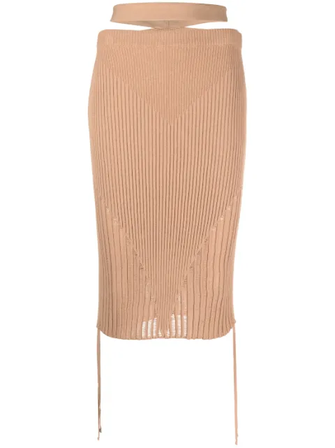 ANDREĀDAMO ribbed-knit pencil skirt Neutrals ADPS23SK10947473
