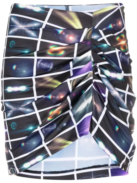 Maisie Wilen graphic-print ruched miniskirt Black YS501PS23