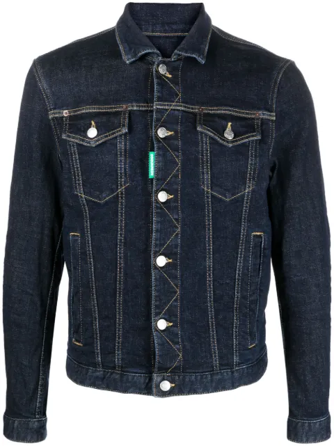 DSQUARED2 embroidered-slogan denim jacket Blue S78AN0055S30838