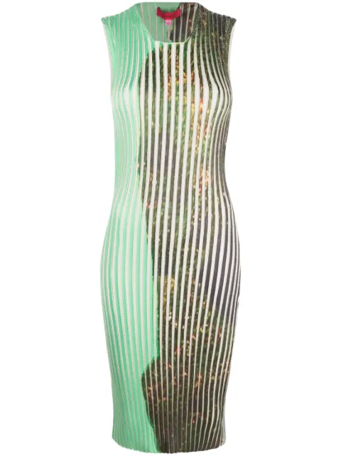 Eckhaus Latta graphic-print knitted midi dress Green 7032ELSS23U
