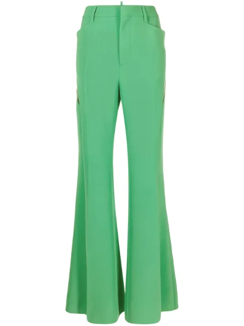 DSQUARED2 cut-out mesh detail flared trousers Green S72KA1181S60567