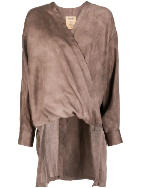 Uma Wang V-neck asymmetric blouse Brown UW1011