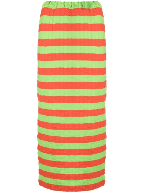 Sunnei Curled striped midi skirt Green MRTWWJER010