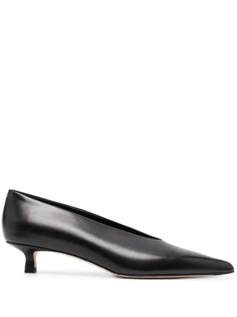 Aeyde Clara pointed-toe kitten-heel pumps Black CROP35KT