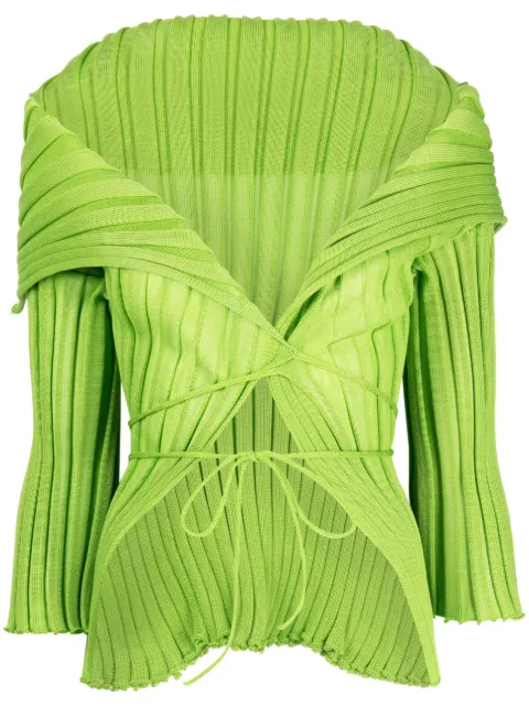 A. ROEGE HOVE Ara wide-collar wrap cardigan Green C08M011