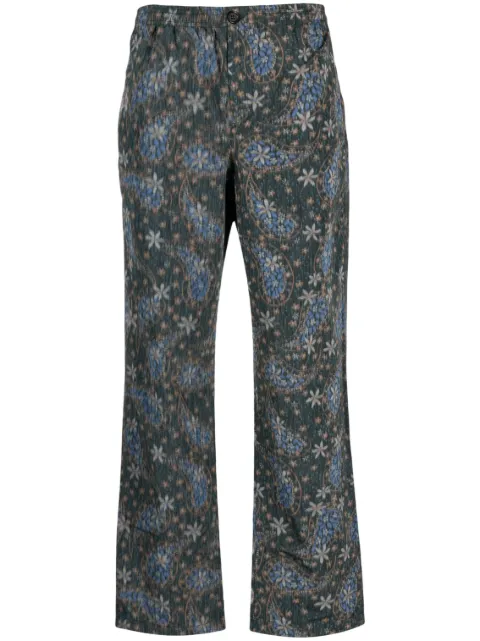 Soulland floral-paisley straight-leg trousers Green 310341212