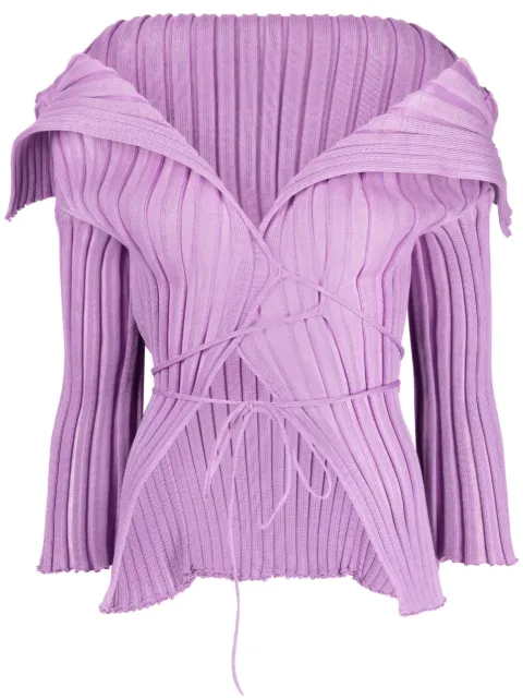 A. ROEGE HOVE Ara wide-collar wrap cardigan Purple C08M011