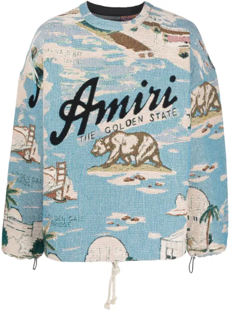 AMIRI logo-print drawstring cotton jumper Blue SS23MOL062