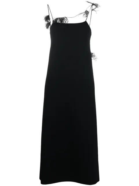 Jil Sander feather-trim slip dress Black J03CT0153J18270