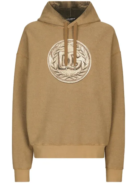 Dolce & Gabbana logo-print long-sleeved hoodie Brown G9AKATG7JO7