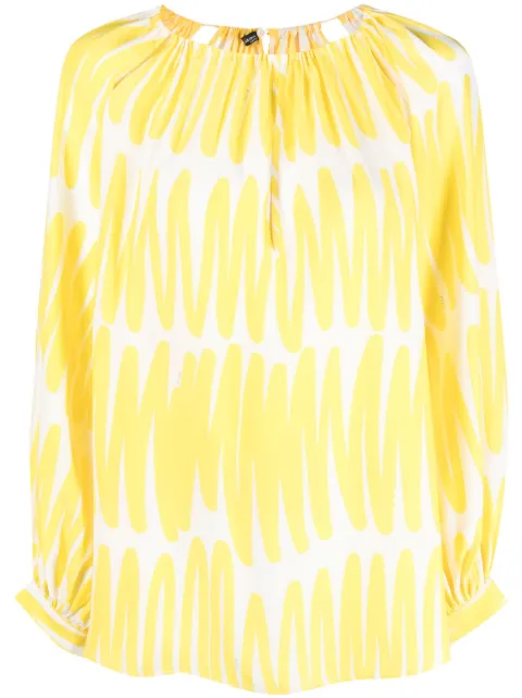 Kiton abstract-print silk blouse Yellow D55421K0978B0100R
