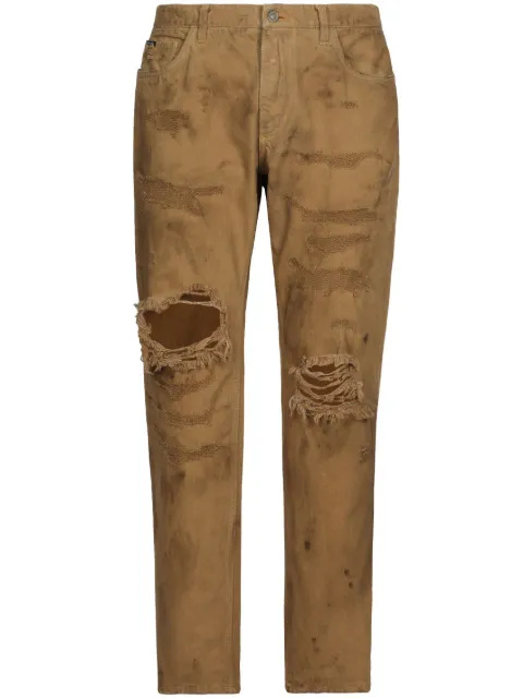 Dolce & Gabbana ripped slim-fit jeans Brown GYJDADG8JF7