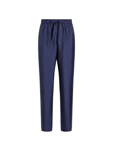 Dolce & Gabbana DG Essentials logo-embroidered silk trousers Blue GVCRAZGF856