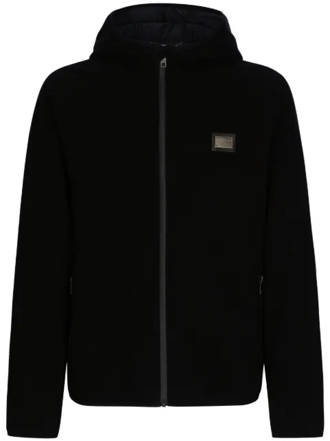 Dolce & Gabbana logo-plaque hooded jacket Black G9AOETGG718
