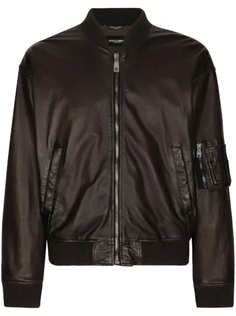 Dolce & Gabbana lambskin bomber jacket Brown G9AKKLHULS1