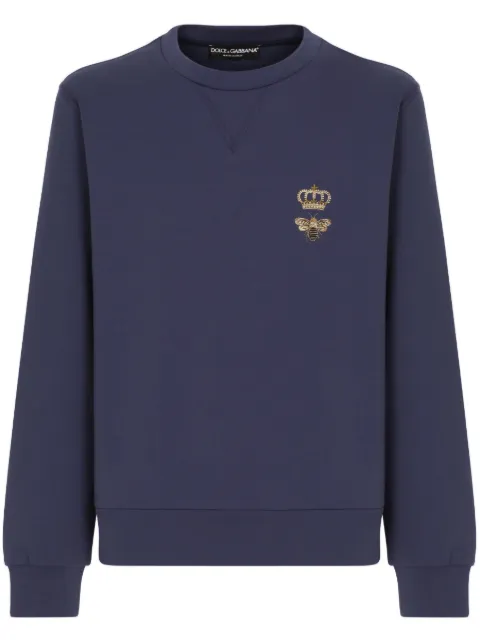 Dolce & Gabbana bee-embroidered cotton sweatshirt Blue G9ABJZHU7H9