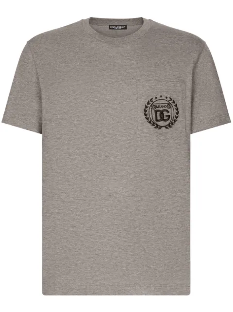 Dolce & Gabbana embroidered-logo cotton T-shirt Grey G8RA2ZG7J6F