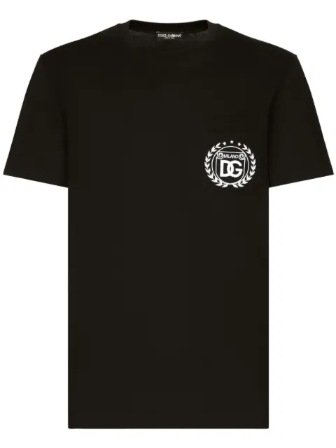 Dolce & Gabbana embroidered-logo cotton T-shirt Black G8RA2ZG7J6F