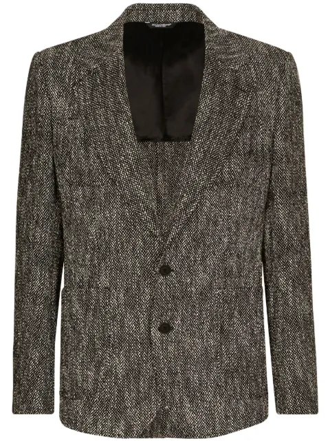 Dolce & Gabbana single-breasted herringbone jacket Grey G2SO5TFCMC8
