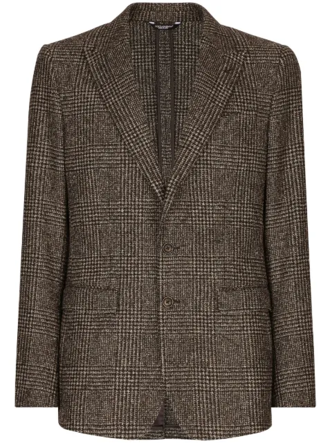 Dolce & Gabbana Prince of Wales single-breasted blazer Brown G2NW0TFQMKD