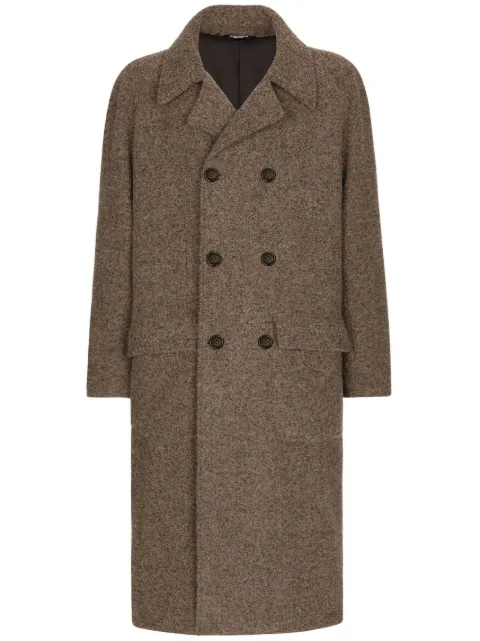 Dolce & Gabbana mélange-effect double-breasted coat Neutrals G038YTHUMR6