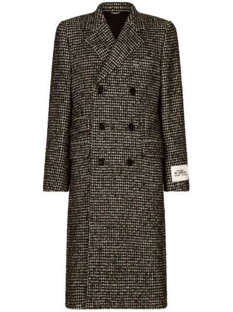 Dolce & Gabbana houndstooth double-breasted wool coat Black G038PTFMMHD