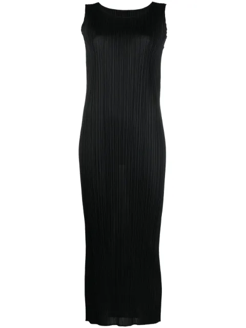 Pleats Please Issey Miyake sleeveless pleated midi dress Black PP26JH114