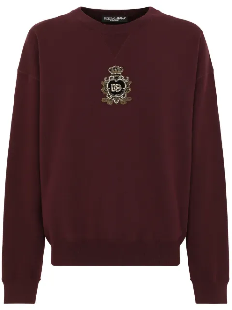 Dolce & Gabbana logo-appliqué virgin wool-cashmere sweatshirt Red GXQ12ZJFMQ2