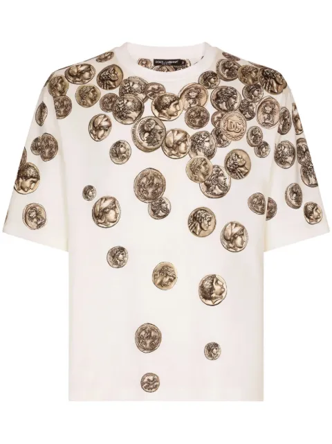 Dolce & Gabbana graphic-print short-sleeve T-shirt Neutrals G8PB8THI78G