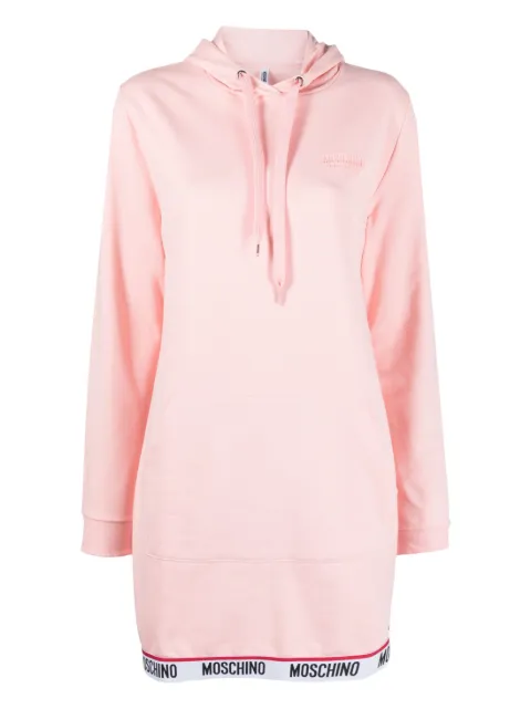 Moschino logo-print drawstring hoodie Pink V17844409