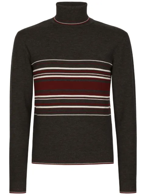 Dolce & Gabbana striped roll-neck wool jumper Black GXQ81TJCVG3