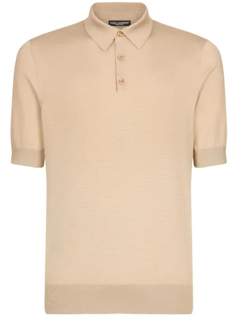 Dolce & Gabbana short-sleeve silk polo shirt Neutrals GXQ06TJBSD6