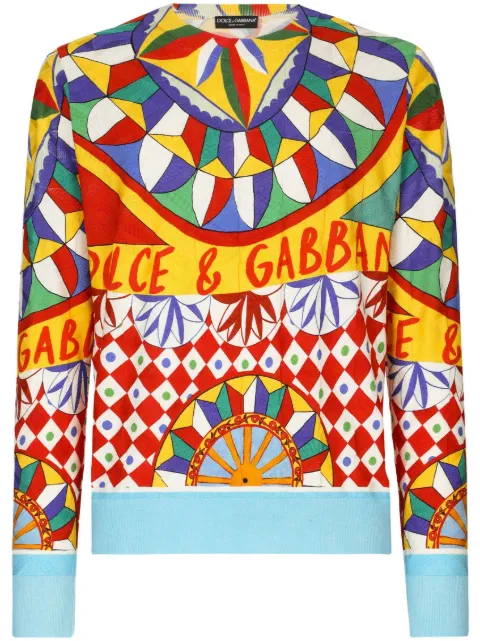 Dolce & Gabbana geometric-print silk jumper Blue GXP72TJAHJE