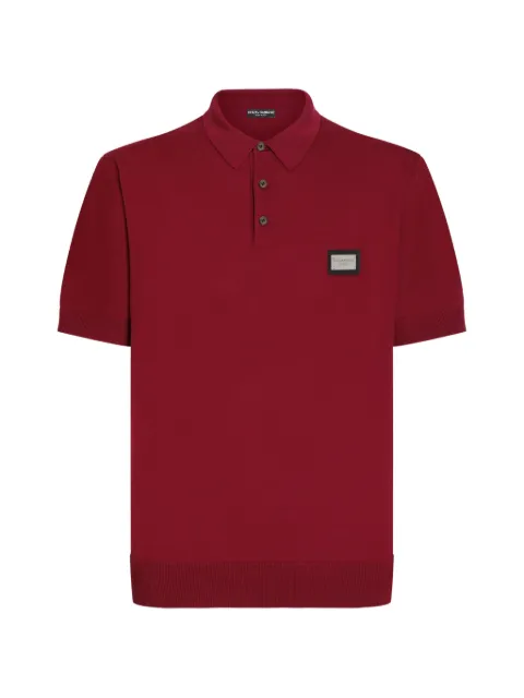 Dolce & Gabbana logo-tag wool polo shirt Red GXO38TJCVC7