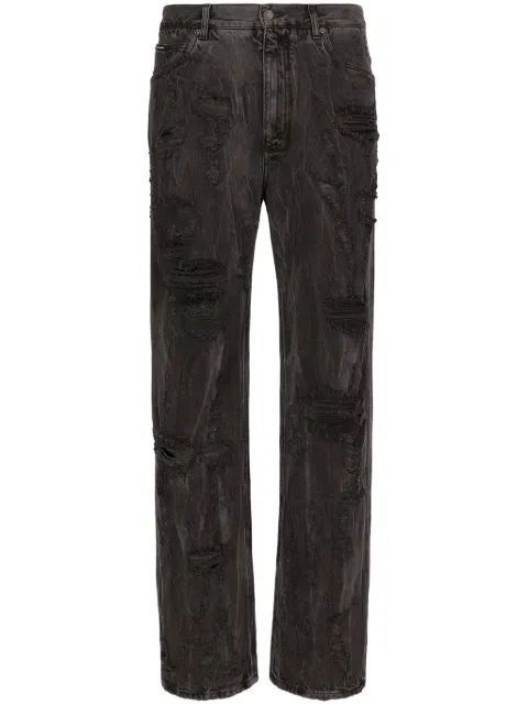 Dolce & Gabbana distressed straight-leg jeans Black GWVNXDG8JJ7