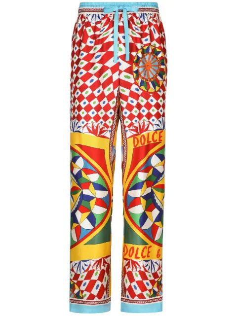 Dolce & Gabbana geometric-pattern straight-leg trousers Yellow GVRMATHI1KX