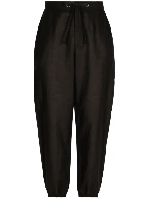 Dolce & Gabbana logo-patch drawstring-waist trousers Black GV6AHTFU4GK